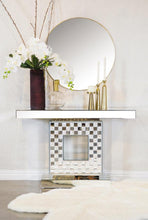 Claire - Checkerboard Square Base Console Table - Silver