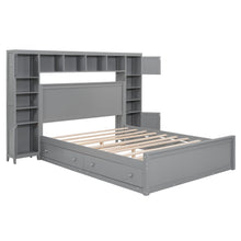 Bed With All In One Cabinet, Shelf And Sockets, Twin Long Trundle