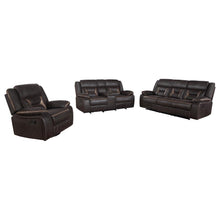 Greer 3 Piece Upholstered Reclining Sofa Set – Brown