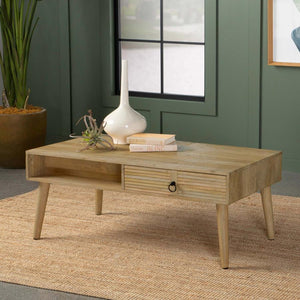 Zabel - 1-Drawer Rectangular Mango Wood Coffee Table - Natural