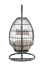 Oldi - Hanging Chair - Beige Fabric & Black Wicker