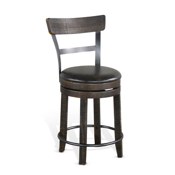 Homestead - Counter Bartool With Back & Swivel, Cushion Seat (Set of 2) - Tobacco Leaf
