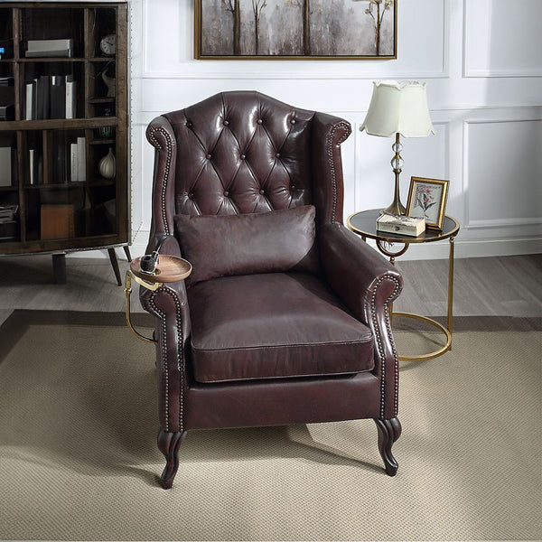 Pino Accent Chair Vintage Brown Top Grain Leather