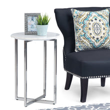 Marsden - Side Table With Polished Base - White / Silver