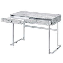 Tigress - Writing Desk - White Printed Faux Marble Top & Chrome