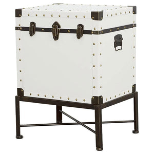 Nancy - Upholstered Vintage Side Table Storage Trunk - White