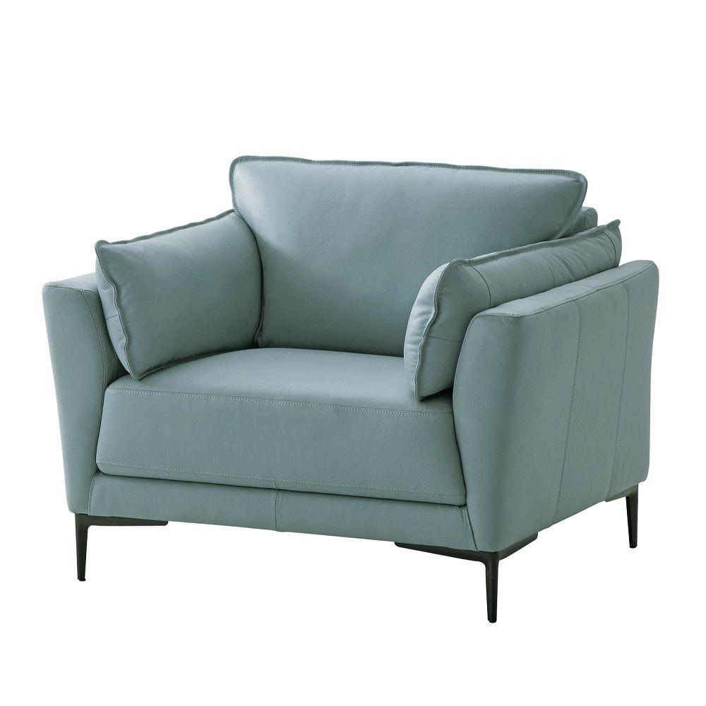 Mesut - Chair - Sage Green Top Grain Leather & Black