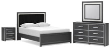 Zuraleus - 4 Pc. - Queen Upholstered Bed With Roll Slats, Dresser, Mirror And Nightstand - Black