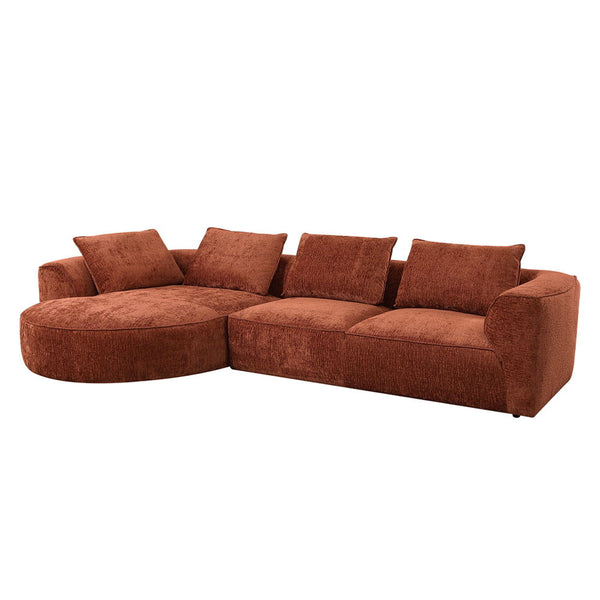 Aceso Sectional Sofa With 4 Pillows Rust Brown Chenille