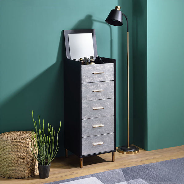 Myles Jewelry Armoire Black, Silver & Gold