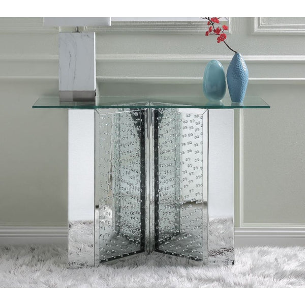 Nysa 45" X 32" Console Table Mirrored & Faux Crystals
