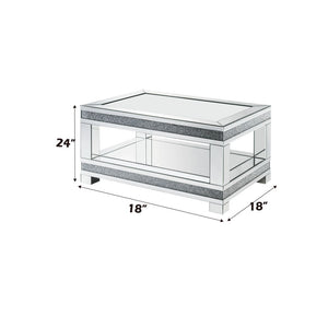 Noralie - Coffee Table With Open Compartment - Mirrored & Faux Diamonds