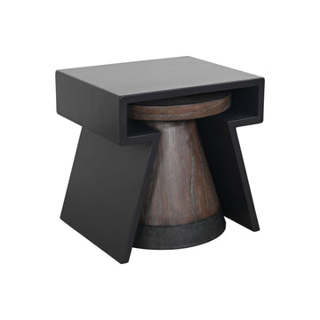 Malibu - Nesting Accent Table Set With Round Wood Stool - Weathered Rum