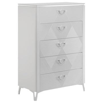 Cassia - 5-Drawer Bedroom Chest Of Drawers - White High Gloss