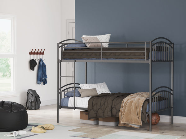 Lanceburg 3 Pc. Twin Over Twin Bunk Bed And 2 Mattresses Gray