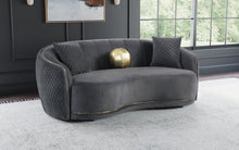 Brookside - Velvet Upholstered Curved Sofa - Dark Gray