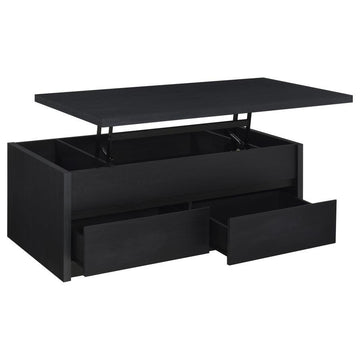 Knapp - Lift Top Cocktail Coffee Table With Dual Drawers - Black