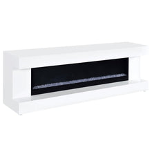 Mallory TV Stand Fireplace Console Bluetooth Speaker – White High Gloss