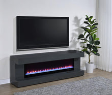 Mallory TV Stand Fireplace Console Bluetooth Speaker – Grey High Gloss