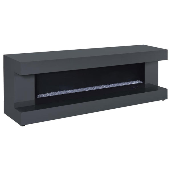 Mallory TV Stand Fireplace Console Bluetooth Speaker – Grey High Gloss
