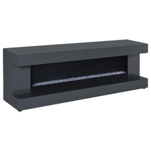 Mallory TV Stand Fireplace Console Bluetooth Speaker – Grey High Gloss