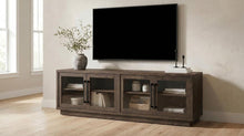 Medina 4-Door TV Stand for TVs up to 85 Inches – Dark Rustic Mango