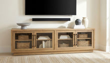 Medina 4-Door TV Stand for TVs up to 85 Inches – Golden Oak