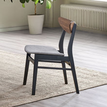 Rebi - Side Chair (Set of 2) - Gray Linen, Walnut & Black