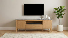 Bradley 63-inch 2-Door SmartTop TV Stand – Grey / Natural