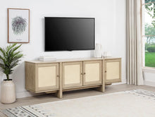 Kailani 79-inch 4-door Cane TV Stand Media Console – Beige Oak