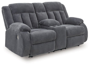 Observation - Steel - Double Reclining Power Loveseat With Console