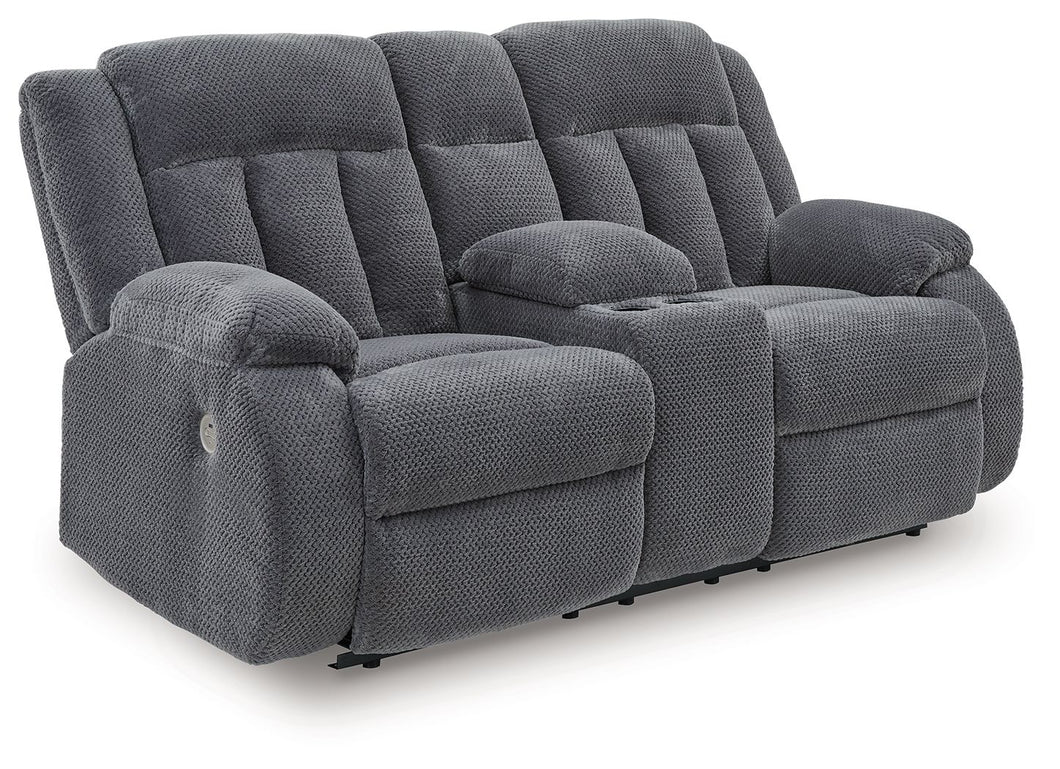 Observation - Steel - Double Reclining Power Loveseat With Console