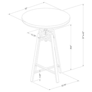 Bartlett - Round Adjustable Bar Table - Brushed Nutmeg