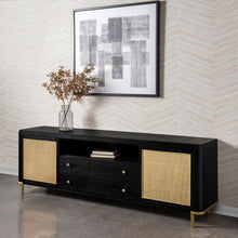 Arini Rattan Cane 2-door TV Stand Media Console – Black