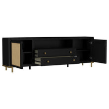 Arini Rattan Cane 2-door TV Stand Media Console – Black