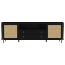 Arini Rattan Cane 2-door TV Stand Media Console – Black