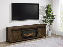Enfield 71-inch TV Stand Fireplace Media Console – Dark Pine