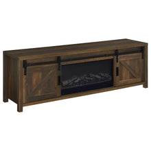 Enfield 71-inch TV Stand Fireplace Media Console – Dark Pine