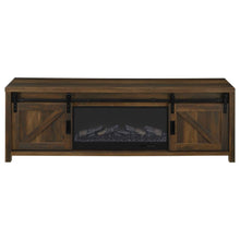 Enfield 71-inch TV Stand Fireplace Media Console – Dark Pine