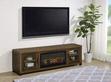 Havering 71-inch TV Stand Fireplace Media Console – Dark Pine