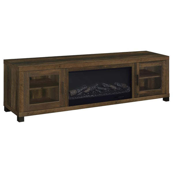 Havering 71-inch TV Stand Fireplace Media Console – Dark Pine