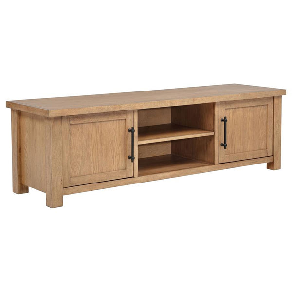 Beasley 2-Door 71-Inch Wood TV Stand Media Console – Golden Oak