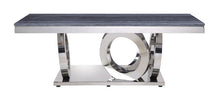 Zasir - Coffee Table - Gray Printed Faux Marble Top & Mirrored Silver
