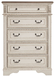 Realyn - White / Brown / Beige - Five Drawer Chest