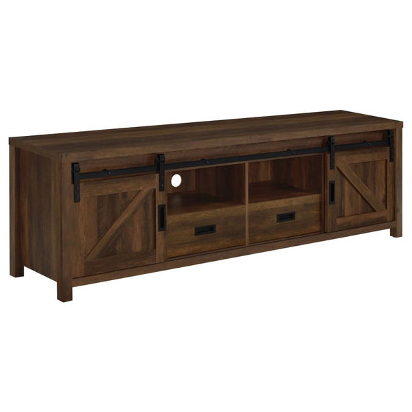 Madra 2-door Engineered Wood 79-inch TV Stand – Dark Pine