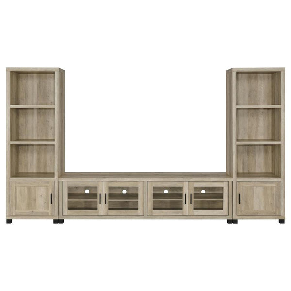 Sachin 3-piece 79-inch TV Entertainment Center – Distressed Pine
