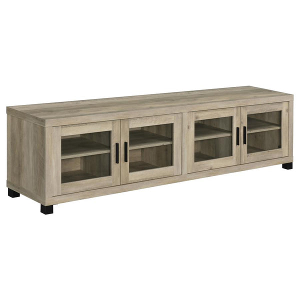 Sachin 4-door Engineered Wood 79-inch TV Stand – Distressed Pine