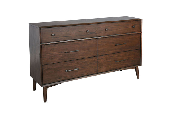 Mid-Century Modern 6 Drawer Dresser Walnut