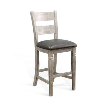 Alpine - Bar Ladderback Barstool, Cushion Seat (Set of 2) - Gray
