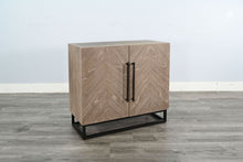 Wood Accent Cabinet With Chevron Doors And Metal Base - Wheat